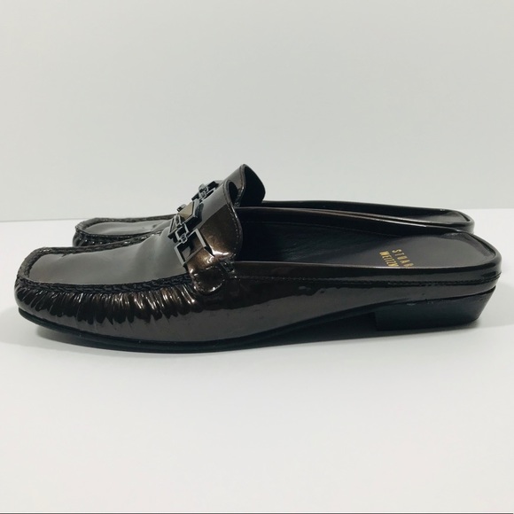 Stuart Weitzman Bronze Embellished Patent Mule EUC - Picture 5 of 8